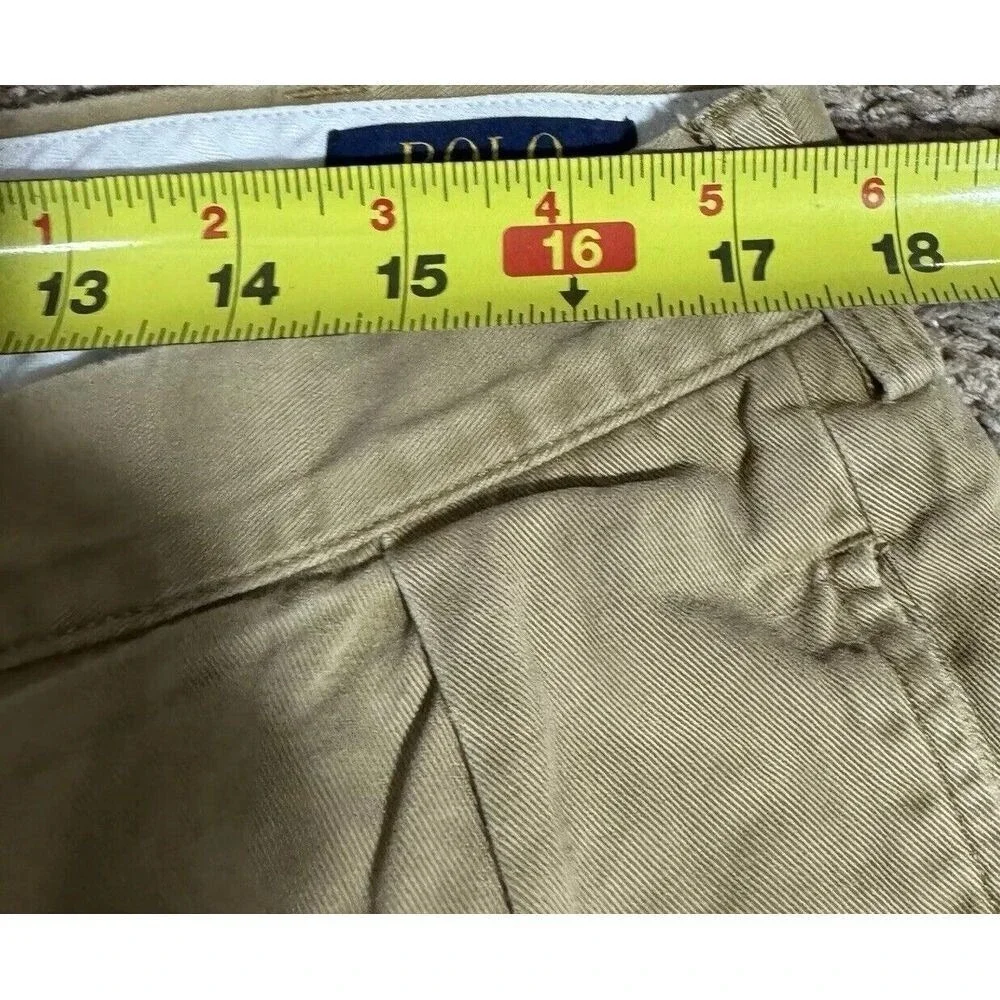 Polo Ralph Lauren Chinos Mens 36x32 Khaki Classic Fit Pleated Pants Preppy Dad